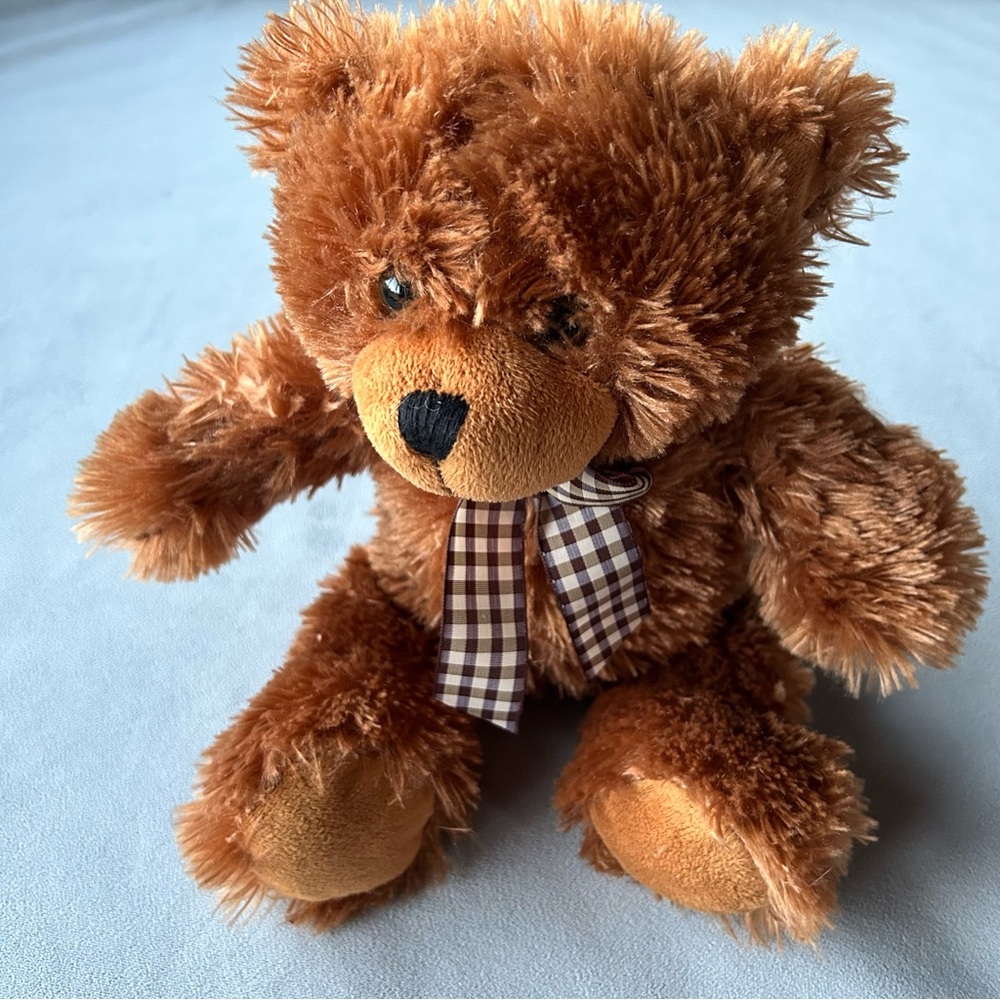 3 for $25 ~ Brown Bear with Plaid Bow ~ Stuffed Animal